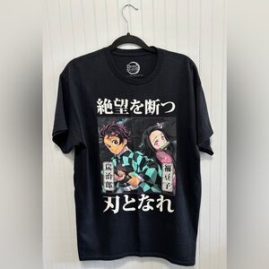 Demon Slayer Aniplex GEE Tanjiro Nezuko Graphic Tee Black Cotton Anime Shirt Lar